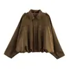 Nova Jaqueta Bomber de Couro Sintético com Gola Lapela, Textura Camurçada, Roupas Femininas Europeias e Americanas Transfronteiriças para Outono e Inverno de 2025