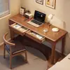 Escritorio de madera maciza, adecuado para apartamentos pequeños, para adultos, un escritorio rectangular largo, diseño moderno y minimalista, ideal para que los estudiantes estudien y escriban, también adecuado como escritorio para computadora