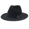 Sombrero de copa de estilo europeo y americano transfronterizo Sombrero de jazz de caballero Sombrero de fieltro para abrigo Sombrero de ala ancha de color sólido de moda