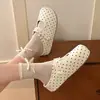 Pantuflas cerradas de suela gruesa con estampado de lunares estilo francés para mujer, nuevas de otoño 2026, mules sin cordones estilo Birkenstock para usar en exteriores