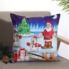 Funda de Almohada Navideña Transfronteriza con Impresión Digital, Funda de Cojín para Sofá con Atmósfera de Dibujos Animados, Cojín para Decoración del Hogar en la Sala de Estar