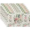 Mat de aislamiento impermeable con estampado a una cara de lino, estilo floración de tulipán y girasol, temática de flores y pájaros, nuevo de verano, transfronterizo de Temu