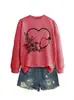 Amazon eBay sitio independiente moda casual elegante mujer corazón flor estetoscopio varios sudaderas de otoño e invierno