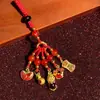 Corrente Nacional Vintage Esmalte Latão Chaveiro de Carro Pingente Shajin Cobre Dourado Besta Devoradora Bolsa de Tesouro da Sorte Decoração Pendente