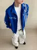 "Bordado de listra dupla" Jaqueta de gola alta com estampa de letras estilo asiático, cardigã moletom unissex streetwear de corte solto