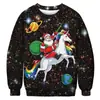 Festival de Natal Europeu Monstro Grinch Cabelo Verde Monstro Desenho Animado Impressão Digital 3D Casual Gola Redonda Manga Longa Moletom