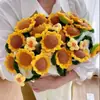 Manta de Flores de Girasol Lista para Usar, No es Paquete de Material, Manta de Flores de Mano, Manta de Ramo de Girasoles Terminada