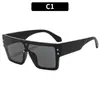 Gafas de Sol Integradas Hip-Hop de Marco Grande con Remaches Retro Europeas y Americanas, Protección Solar Personalizada de Moda para Exteriores, Gafas de Sol de Tendencia Transfronterizas