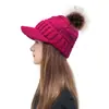 2023 AliExpress novo chapéu de tricô com aba de xadrez grande para cachear com pompom Amazon Moda chapéu quente de lã