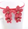 Europeu e americano nova moda quente brincos personalizados tendência multi-colorido dupla flor brincos simples doce atacado