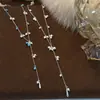 Collar sencillo y elegante con colgante de gota de agua y borla de perlas para mujer, lujo ligero con un toque de alta gama, cadena para la clavícula, joyería de estilo nicho para vacaciones