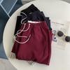 Pantalones de pierna recta con volantes de color contrastante retro estilo occidental, delgados de verano, nuevos 2025, adelgazantes, modernos, de pierna ancha corta