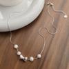 S925 Sterling Silver Bow Colar de Pérolas de Água Doce Simples Suave Doce Clavícula Cadeia Feminino Coração Temperamento Colar