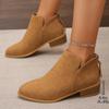 Botas de Cuero de Exportación Europea y Americana Talla Grande Botas para Mujer Color Puro Ajustadas Punta Fina Cierre Trasero Casual Suela Gruesa Tacón Grueso Botas Individuales para Mujer
