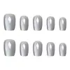 Piezas de Manicura Dulces Ojo de Gato, Parches Blanqueadores para Uñas con Bordes Plateados, 10 Piezas de Uñas Portátiles Hechas a Mano de Gran Venta