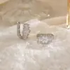 Aretes de Circonita Arcoíris Aretes de Círculo de Spice Girls Transfronterizo de Amazon Aretes de Circonita de Diamante Cuadrado Escalonado Irregular Aretes
