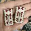 Nuevo Estilo Retro Borde Ondulado Corazón Flor Bordado 3.5--6cm Tela Semi-Cubierta Pinza de Doble Punta Accesorios Semi-Terminados y Accesorios