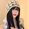Chapéu Lenço de Viagem Estilo Étnico para Mulheres no Oeste de Sichuan, Chapéu Pulôver de Tricô Floral Vazado Fino, Chapéu Lenço Artístico para Afinar o Rosto
