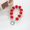 Funda para Teléfono Móvil con Bolas de Pelo de Alta Elasticidad y Cuentas Colgantes Adornos Colgantes Colgante para Llaves de Coche Cadena de Muñeca de Cuentas DIY Accesorios para Bolsos de Otoño e Invierno