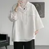 Estilo Americano vintage Funcional Carga Manga Corta Sudadera Hombres Verano Seda de Hielo Delgado con Capucha Camiseta Ropa de Trabajo Media Manga