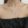 Super fada requintado elegante strass borboleta colar anel clipe de osso da orelha conjunto moderno doce alta qualidade acessórios de moda