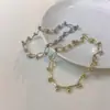 Colar de costura com contas de metal prateadas, chique e simples, corrente para clavícula com senso de design de nicho