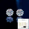 Brincos de prata de lei S925 com moissanita para mulheres design requintado de floco de neve clássico cravação de seis garras brincos de luxo leve de alta qualidade