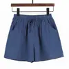 Explosiones de Comercio Exterior Verano Nuevo Sueltos Lino Algodón Lino Talla Grande Estudiante Deportivos Pantalones Cortos Casuales Pantalones de Pierna Ancha para Mujer