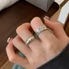 Anillo Retro Vintage Exagerado con Letra Estilo Coreano para Mujer, Moda Hip-Hop Personalizado Anillo Abierto Chapado en Plata 925 Ins