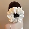 2025 Novo Francês Retrô Oversized Ultra-Fada Seda Sintética Cetim Plissado Cor Sólida Alto Padrão Luxo Nicho Elástico de Cabelo