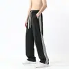 Pantalones Casuales de Moda Rayados Estilo Americano para Hombre, Marca Trendy de Primavera y Otoño, Pantalones Holgados de Pierna Recta, Pantalones Deportivos Retro Versátiles para Primavera y Otoño