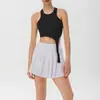 Oferta EspecialSaia de Tênis Feminina, Top de Manga Curta, Conjunto de Treino Pilates Yoga, Calças Compridas, Shorts