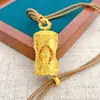 Novo Pingente Rotatório Tradicional Estilo Chinês Banhado a Ouro com Sutra do Coração de Buda de Quatro Faces para Mulheres, Pingente Grande de Buda de Quatro Faces Tailandês com Cordão Trançado para Corrente de Suéter