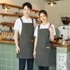 Avental impermeável de lona com logo estampado loja de milk tea barista roupas de trabalho supermercado catering loja de hot pot garçom cintura