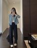 Pantalones largos de tela de hadas de pierna ancha sueltos de cintura alta nuevos casuales rectos tipo mopa para mujer otoño e invierno 2023