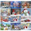Pintura Diamante 5D Natal DIY Diamante Redondo Diamante Completo Natal Chapéu Vermelho Velho Natal Boneco de Neve Árvore de Natal Série Pintura Decorativa
