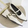 Zapatos de Verano para Mujer de Punta Fina, Versátiles y Hermosos, Estilo Francés, Color Blanco Crudo, para Oficina, Comercio Exterior Transfronterizo, Europeos y Americanos