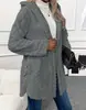 Casaco Casual Feminino com Capuz e Manga Longa, Roupas Femininas Transfronteiriças, Outono/Inverno 2026, Estilo Europeu e Americano, Quente, Cardigan de Lã Dupla Face