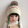 Chapéu de Proteção Auricular Infantil com Lã, Novo Outono/Inverno Ursinho Fofo Pelo de Visão Estilo Coreano Moda Gorro de Tricô para Bebê