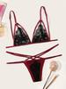 Suministro transfronterizo Comercio exterior europeo y americano lencería sexy traje de ropa interior de tres puntos negro para mujer sexy venta al por mayor de fábrica