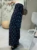 Pantalones Anchos de Lino con Lunares para Mujer con Cintura Elástica, Frescos y Ultradelgados para Verano, Pierna Recta, Corte Holgado Casual para Cuerpo Tipo Pera