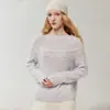 Nuevo Suéter Jacquard Calado de Seda de Morera y Cachemira para Mujer Otoño/Invierno 2026, Cuello Redondo, Corte Holgado, Capa Base Suave y Cómoda