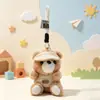 Overol de dibujos animados colgante de peluche de oso muñeca perfumada llavero decoración de mochila muñeca de máquina de garra venta al por mayor