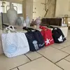 Bolsa de Ombro com Bolinhas Estilo Coreano com Bordado Floral, Fechamento por Cordão, Leve, Casual, Bolsa Tote Versátil de Nylon