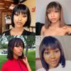 Moda de pelucas europeas y americanas para damas, cabello corto lacio, peinado bob con flequillo aireado, cabello corto de fibra química, subred de hilo de tornillo de alta temperatura