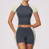 Nuevo Conjunto de Yoga para Mujer Verano 2026, Traje Deportivo de Contraste de Color Corto para Pilates, Entrenamiento, Running, Fitness 2567