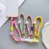 Dopamina Colorido Cordón Corto Correa para Teléfono Correa de Muñeca Tarjeta Colorida Perla Dibujos Animados Lindo de Mano Bloqueo de Color Correa de Moda