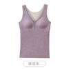 Nuevo Chaleco Térmico de Lana y Seda con Cuello en V de Malla para Otoño e Invierno, Top Básico de Doble Cara Cepillado para Mujer con Almohadilla en el Pecho Transfronterizo