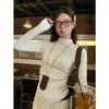 Camiseta Térmica Básica Casual de Cuello Redondo y Manga Larga Ajustada, Capa Interior Adelgazante, Suéter Casual para Mujer de Nuevo Estilo, Estilo Casual Japonés y Coreano