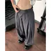 Pantalones Casuales Sueltos para Hombre Verano 2025 de Largo Hasta el Suelo con Textura Plisada, Pliegues en Forma de Guadaña, Diseño de Línea A y Detalles de Doble Pliegue